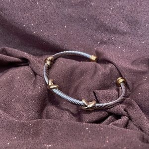 Beautiful Two Tone “X” Bangle